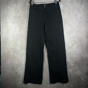 Katch Me Jeans Womens Size 40/L Black Denim Wide Leg High Rise Pockets Casual